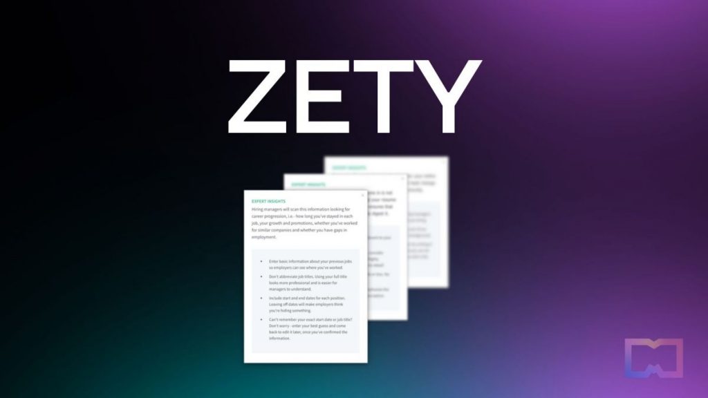 Zety AI-aangedreven platform