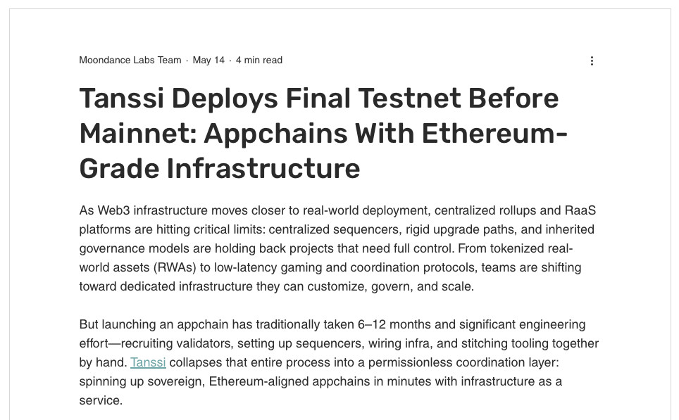 Over 150 projects queued to deploy on Tanssi as testnet activity spiked ahead of mainnet.