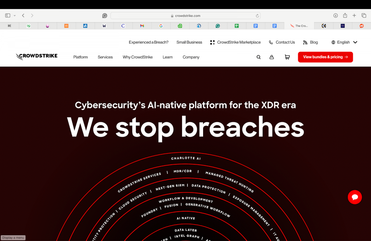 Crowdstrike cybersecurity page