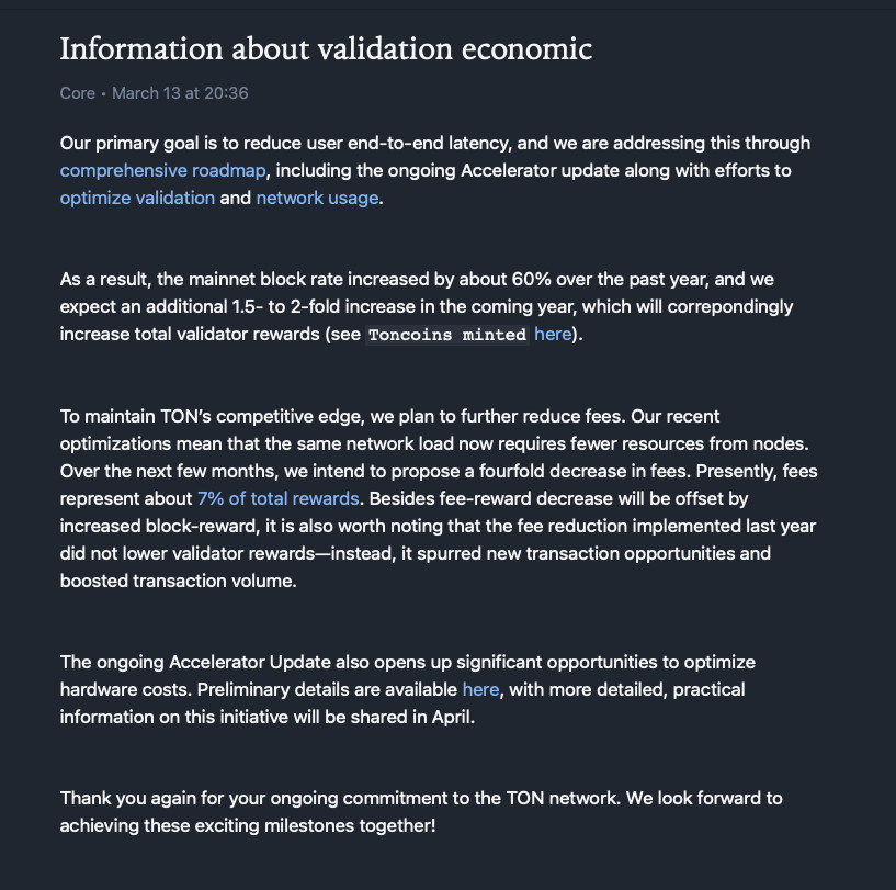 TON Core slashes fees and speeds up block times with Accelerator upgrade, fueling bullish momentum.