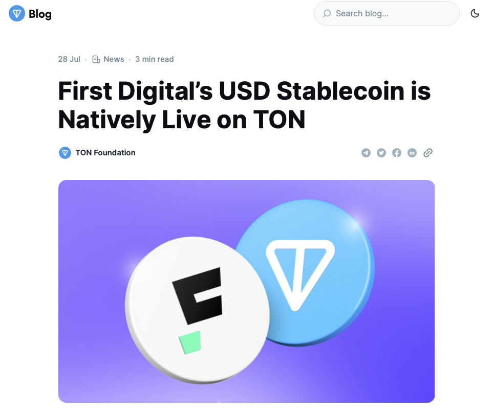 The first native FDUSD stablecoin went live on TON, giving the network a solid dollar anchor.
