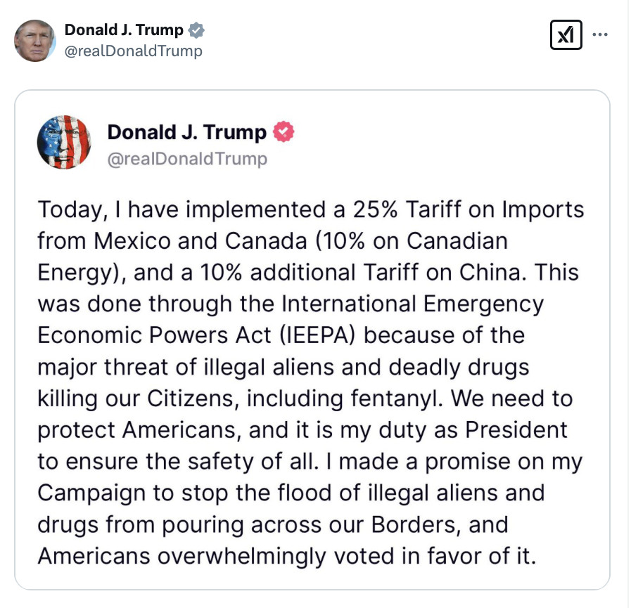 Fresh U.S. import tariffs on China, Canada, and Mexico intensified global trade tensions, contributing to Bitcoin’s sharp decline.