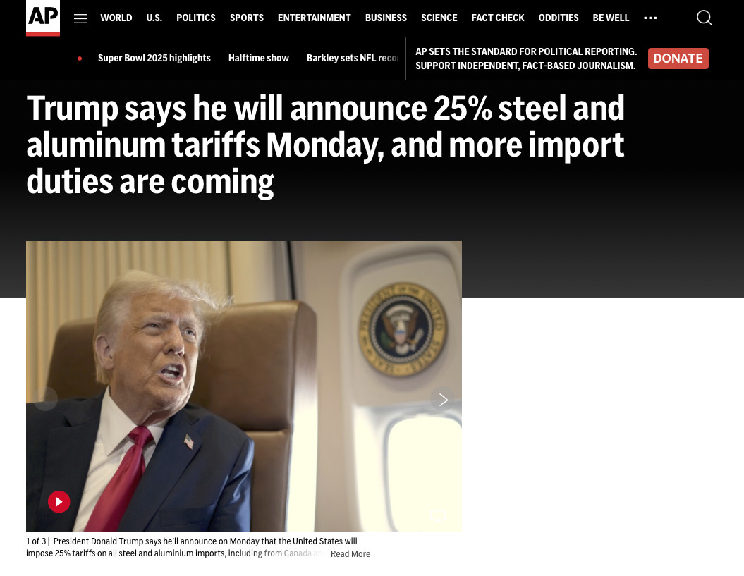 Trump’s 25% steel and aluminum tariffs reignited trade war fears, triggering volatility across risk assets, including Bitcoin.