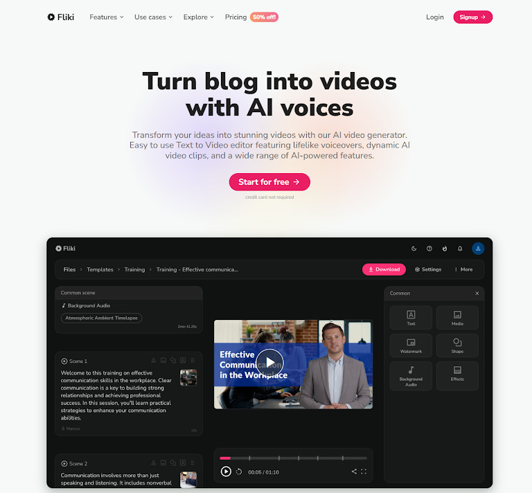 3. Fliki – Text-to-Video with Lifelike Voices