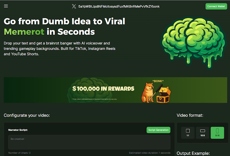1. Memerot.XYZ – Instant Viral Brain-Rot Videos