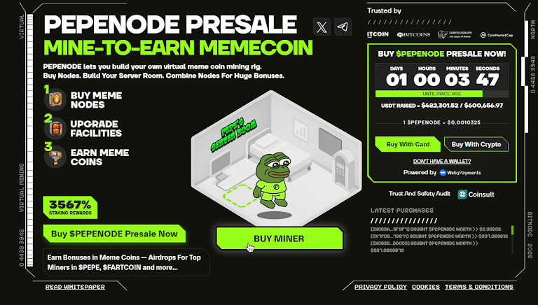 Pepenode Token Launches New Mine-to-Earn Ecosystem - $PEPENODE Review