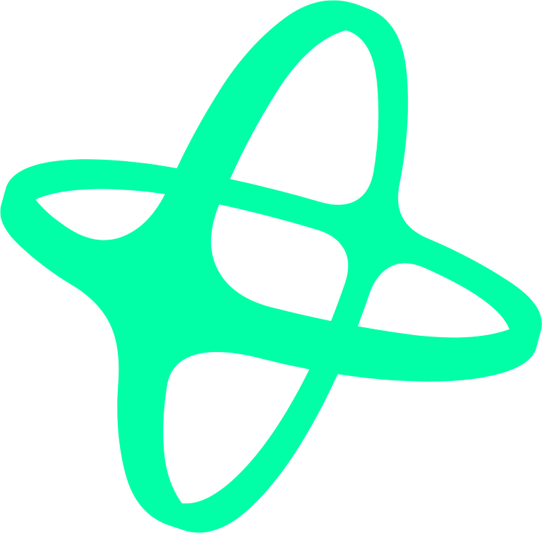 Nansen logo showing a simple, abstract teal shape with four rounded, intersecting loops forming a symmetrical design on a white background.