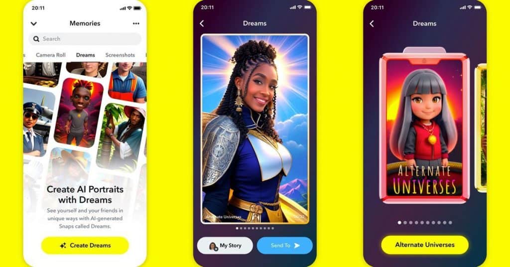 Snapchat spouští generativní funkce umělé inteligence, které uživatelům umožňují vytvářet snímky pomocí výzev