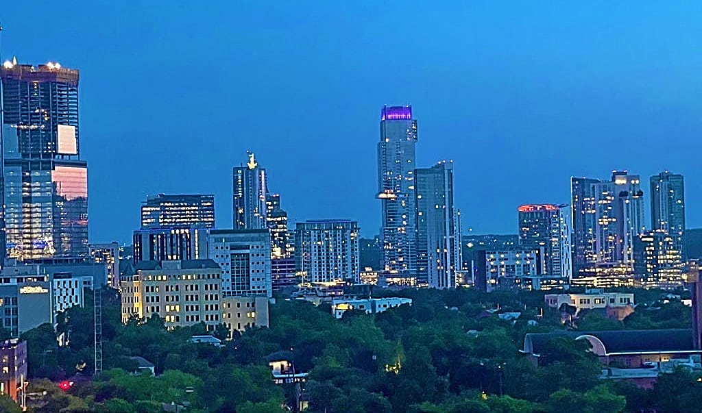 Skyline of downtown Austin Texas at sunset