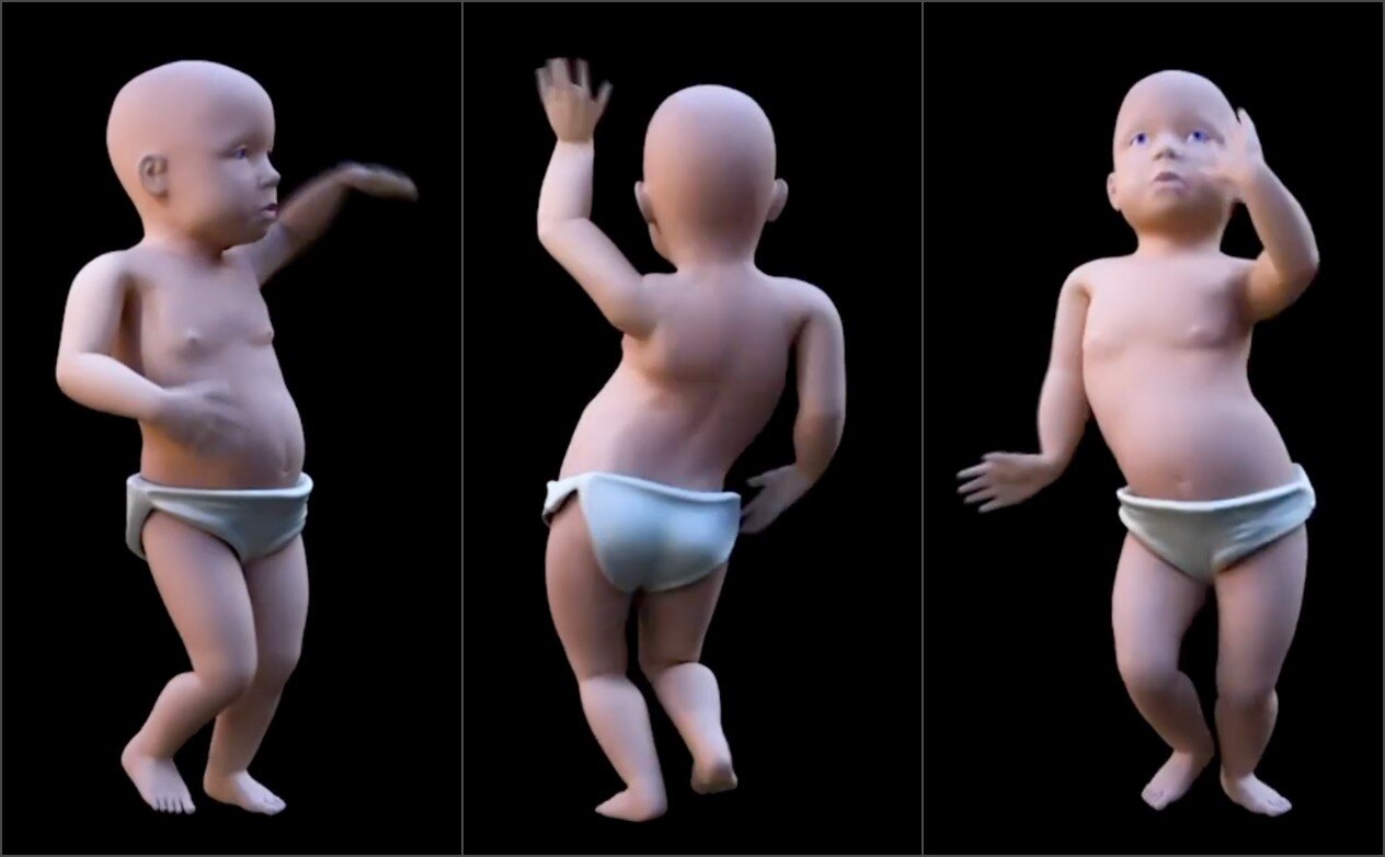 Stills from high-resolution version of Dancing Baby GIF
