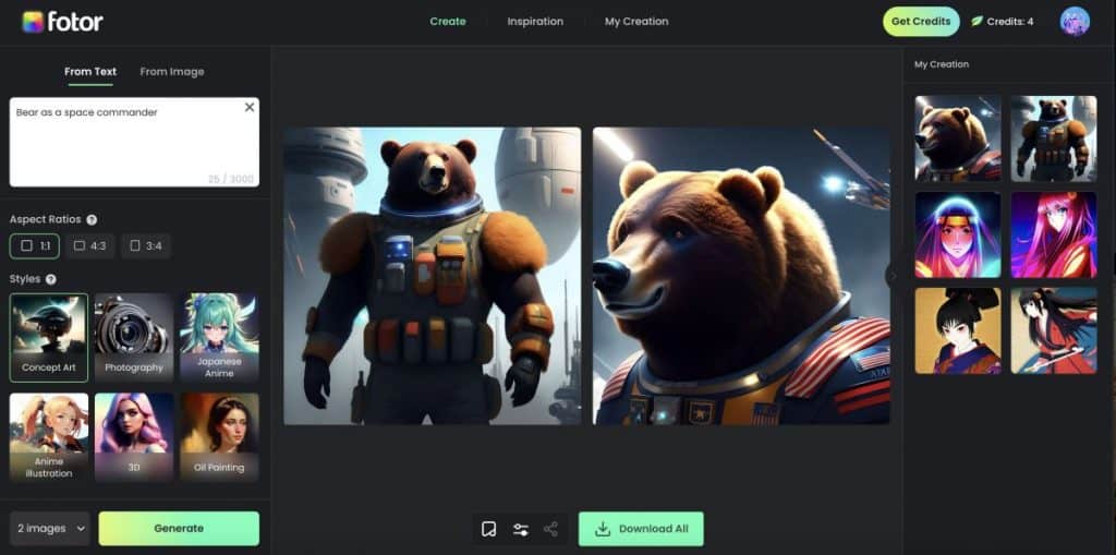 Bear as a space commander