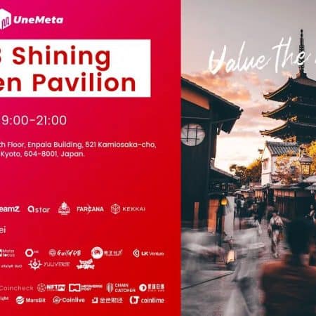 A Web3 Evento Shining Golden Pavilion, coorganizado por CGV e UneMeta, em Kyoto, Japão, em 28 de junho