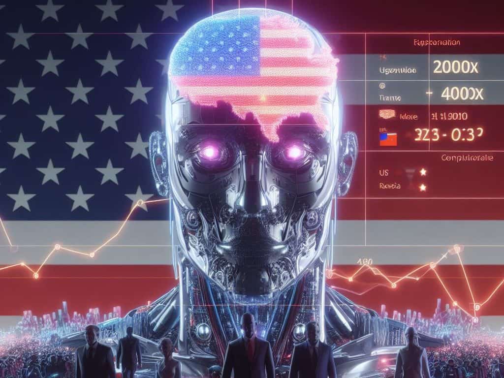 Os EUA lideram com 2x mais poder de computação de IA do que a China e 4000x mais do que a Rússia