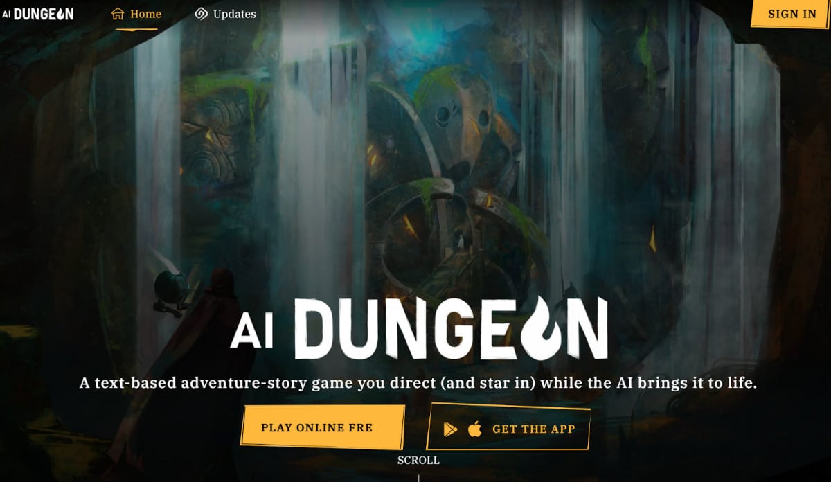 Applicazione di gioco iOS AI Dungeon