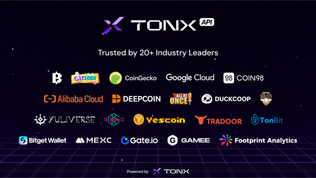 TONX API Partners with 20 Industry Leaders, Including Blum, Catizen, CoinGecko, and Google Cloud