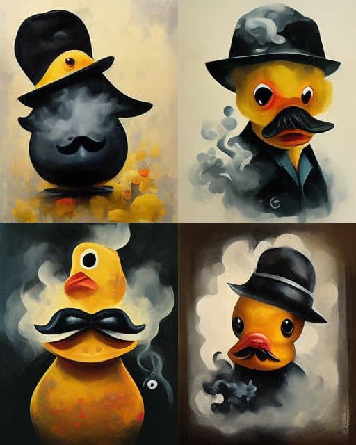 noir detective mr. Rubber Duck. Smoke, rain, moustache and bravery