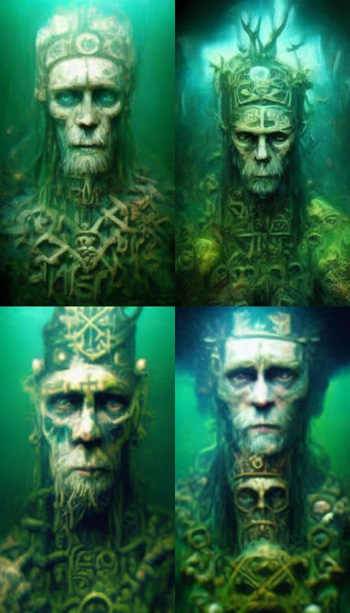 viking noord druïde lich zeemeermin koning wijze oude man god van de dood heks heidens gezicht portret