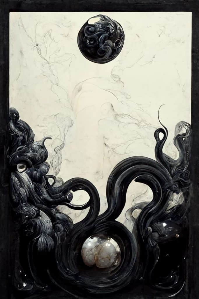 Tentacles + marble + ebony ::3 fog + smoke + shine + sphere:: black paper