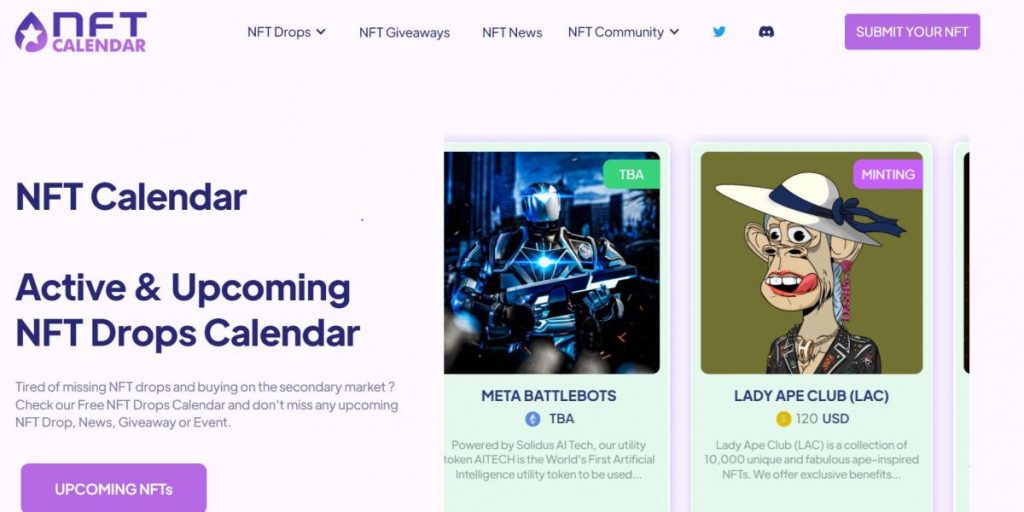 NFT Trackers: NFT Drops calendar