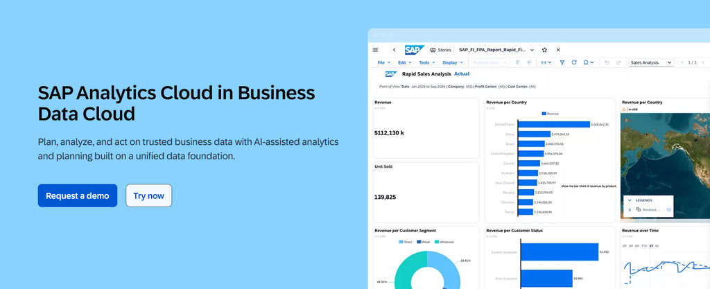 SAP Analytics Cloud is one of the best business intelligence platforms for enterprise planning in 2026.