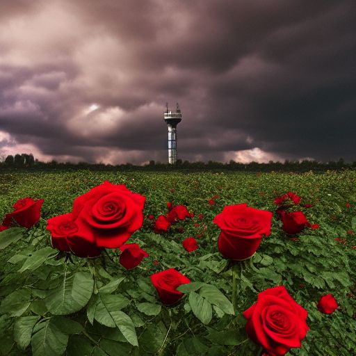 Garden+factory,Tall factory,Many red rose,A few roses,clouds, ultra wide shot, atmospheric, hyper realistic, 8k, epic composition, cinematic, octane render, artstation landscape vista photography by Carr Clifton & Galen Rowell, 16K resolution, Landscape veduta photo by Dustin Lefevre & tdraw, 8k resolution, detailed landscape painting by Ivan Shishkin, DeviantArt, Flickr, rendered in Enscape, Miyazaki, Nausicaa Ghibli, Breath of The Wild, 4k detailed post processing, artstation, rendering by octane, unreal --hd --ar 9:16