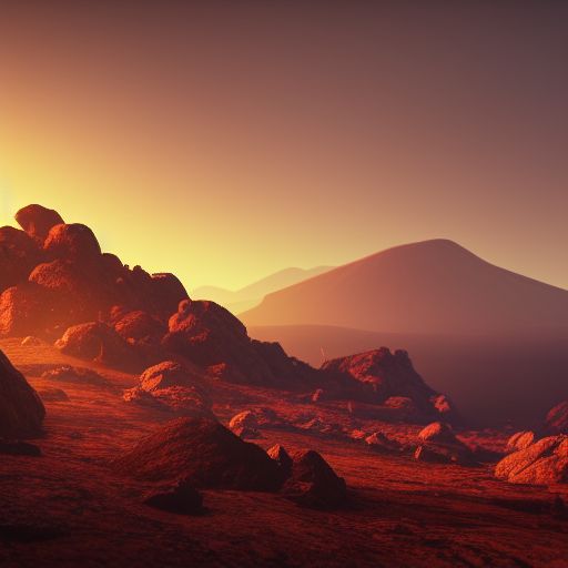 a rocky valley on a distant planet, volcanic landscape, concept art, octane render, unreal engine 5, trending on artstation, high quality, highly detailed, 8 k hdr, red sea, blue sand, high coherence, path traced, serene landscape, breathtaking landscape, cinematic lighting, hyperrealistic, golden hour