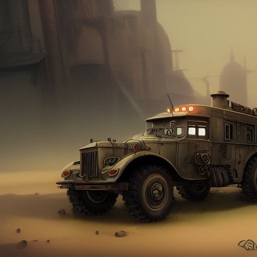 a highly detailed epic cinematic concept art CG render digital painting artwork: dieselpunk patrol car inspired by a locomotive. By Greg Rutkowski, Ilya Kuvshinov, WLOP, Stanley Artgerm Lau, Ruan Jia and Fenghua Zhong, trending on ArtStation, subtle muted cinematic colors, made in Maya, Blender and Photoshop, octane render, excellent composition, cinematic atmosphere, dynamic dramatic cinematic lighting, precise correct anatomy, aesthetic, very inspirational, arthouse