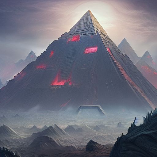 a highly detailed epic cinematic concept art an alien pyramid landscape , art station, landscape, concept art, illustration, highly detailed artwork cinematic, hyper realistic painting