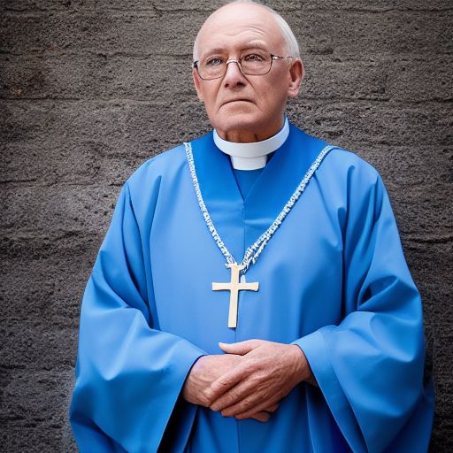 Priester, blaue Roben, 68 Jahre alter Mann, National Geographic, Porträt, Foto, Fotografie --s 625 --q 2 --iw 3