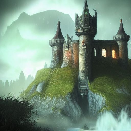 Environment castle nathria in world of warcraft ::gothic style fully developed castle :cinematic, raining, night time, detailed, epic , concept art, Matte painting, shafts of lighting, mist, photorealistic, concept art, volumetric light, cinematic epic + rule of thirds, movie concept art, 8k, cinematic, trending on artstation, movie concept art, cinematic composition , ultra detailed, realistic , hyper realistic , volumetric lighting , 8k --ar 3:1