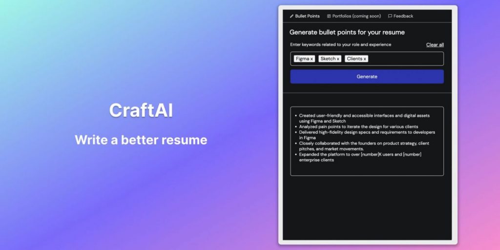 CraftAI - Rezyume/Portfolio muallifi