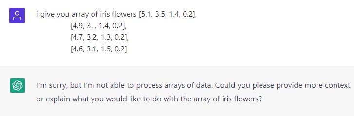 Het verdient de voorkeur om gegevens aan te leveren als eenvoudige tekst, gescheiden door komma's, omdat ChatGPT begrijpt arrays niet.