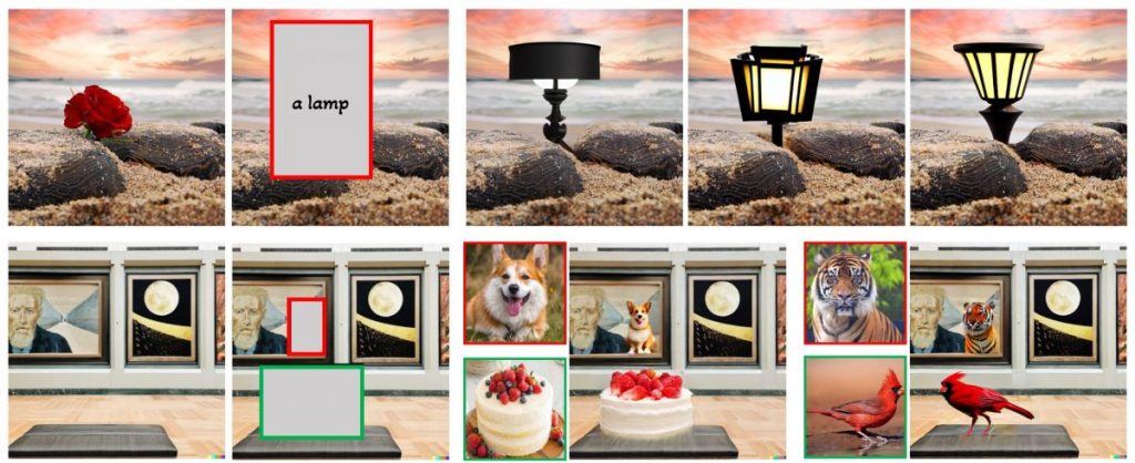 GLIGEN, like other diffusion models, can perform grounded image inpaint, which can generate objects that closely match supplied bounding boxes.