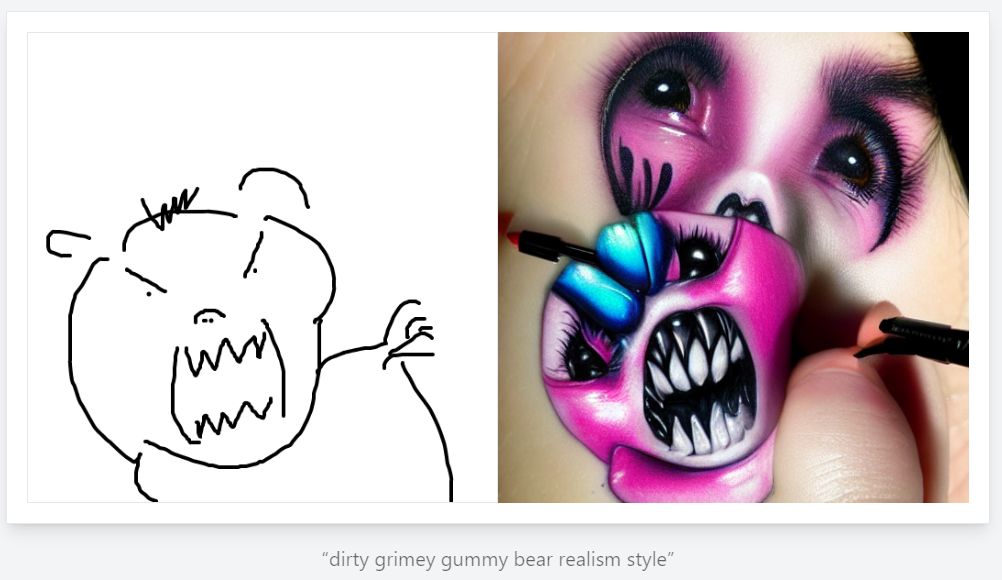 dirty grimey gummy bear realism style