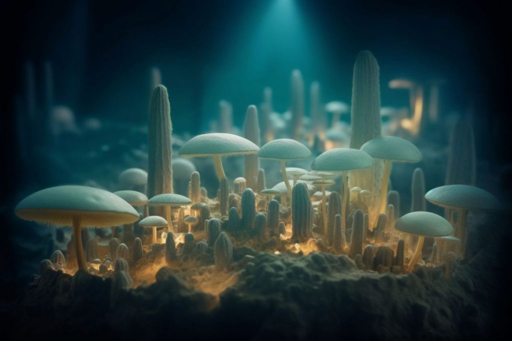 mycelium terragen oasis fairytale landscape, saturated color, epic dusky volumetric bokeh light, award-winning Sony photograph, hypermaximalistic detail --ar 3:2 --chaos 50 --s 1000 --q 4 --v 5