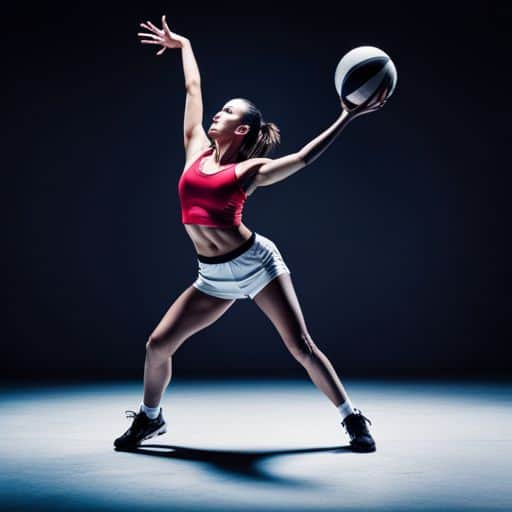 Photo of a woman in a sport outfit spinning the ball in the right hand