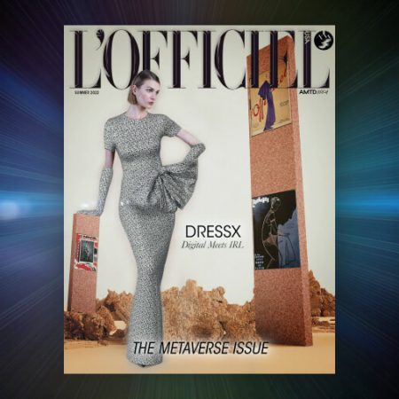DressX couture featured on the cover of L’OFFICIEL Metaverse issue