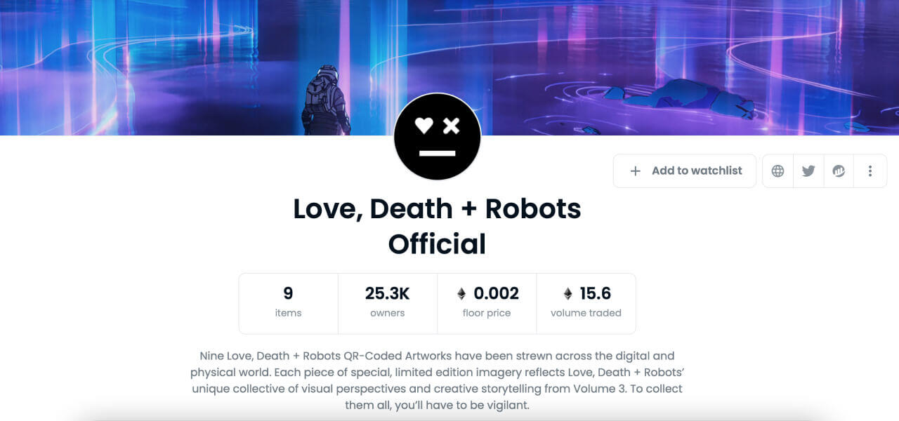 Love, Dead + Robots Opensea