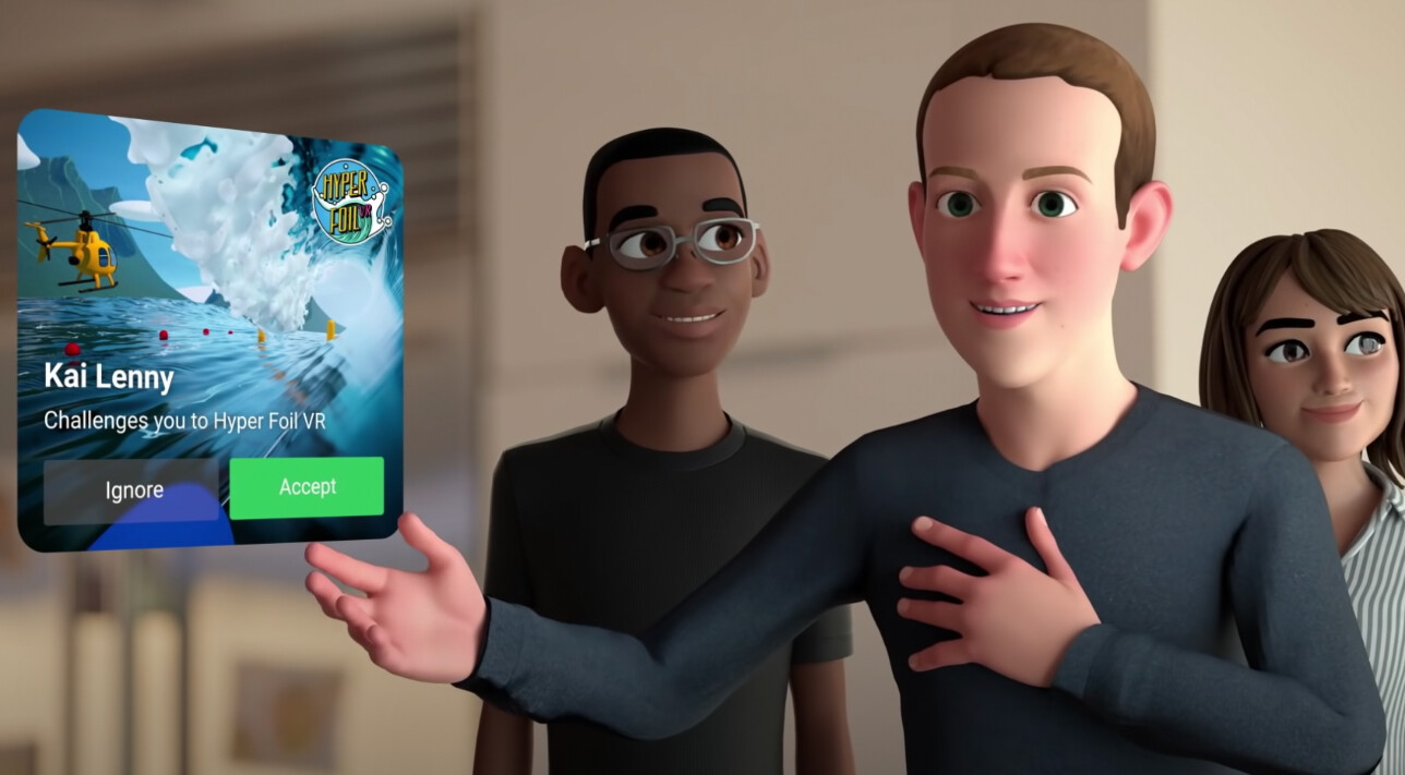 Isang Metaverse avatar ni Mark Zuckerberg na nagpapakita ng komunikasyon sa VR