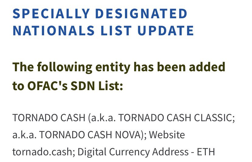 Seseorang mengirim 0.1 ETH ke dompet terkenal menggunakan platform Tornado Cash yang dilarang AS