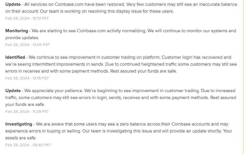 Coinbase Faces Service Disruption Amid Bitcoin Rapid Drop