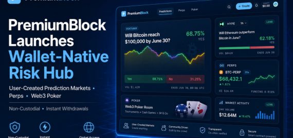 PremiumBlock Launches Non-Custodial Risk Hub for User-Created Prediction Markets, Perps and Web3 Poker