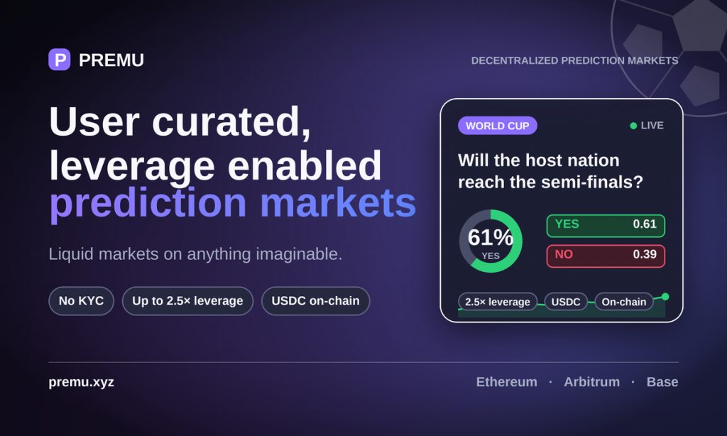 Premu Opens User-Created, Leveraged Prediction Markets Ahead of the 2026 World Cup