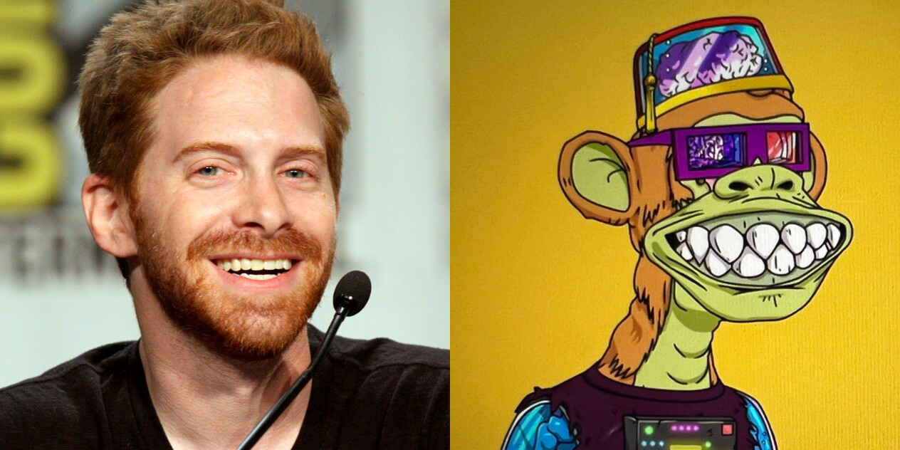 Left: Actor Seth Green / Right: One of Green's stolen Bored Apes